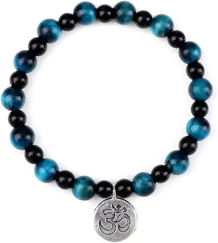 Obsidian Bead Bracelet 6 8mm Tiger Eye Stone Black Lava Men Yoga Bracelets & Bangles Mala Prayer