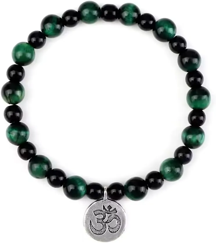 Obsidian Bead Bracelet 6 8mm Tiger Eye Stone Black Lava Men Yoga Bracelets & Bangles Mala Prayer