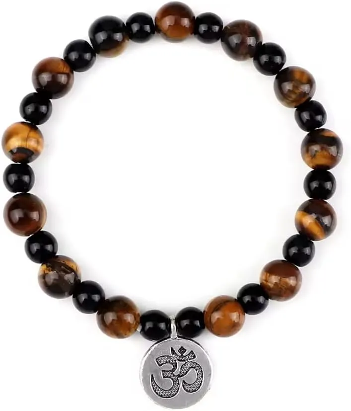 Obsidian Bead Bracelet 6 8mm Tiger Eye Stone Black Lava Men Yoga Bracelets & Bangles Mala Prayer