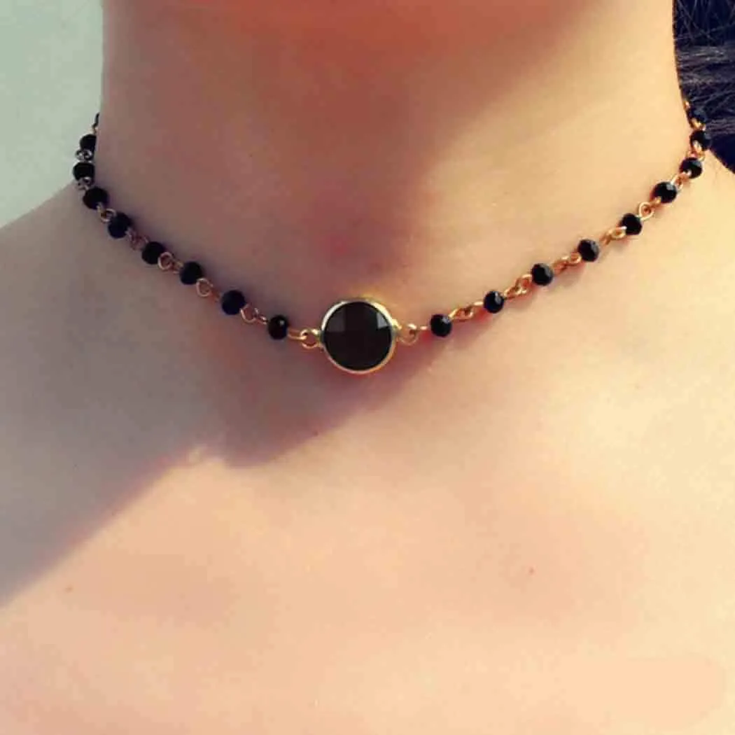 Olbye Rainbow Moonstone Necklace Choker Simple Necklace Personalize Everyday Necklace Jewelry for Women