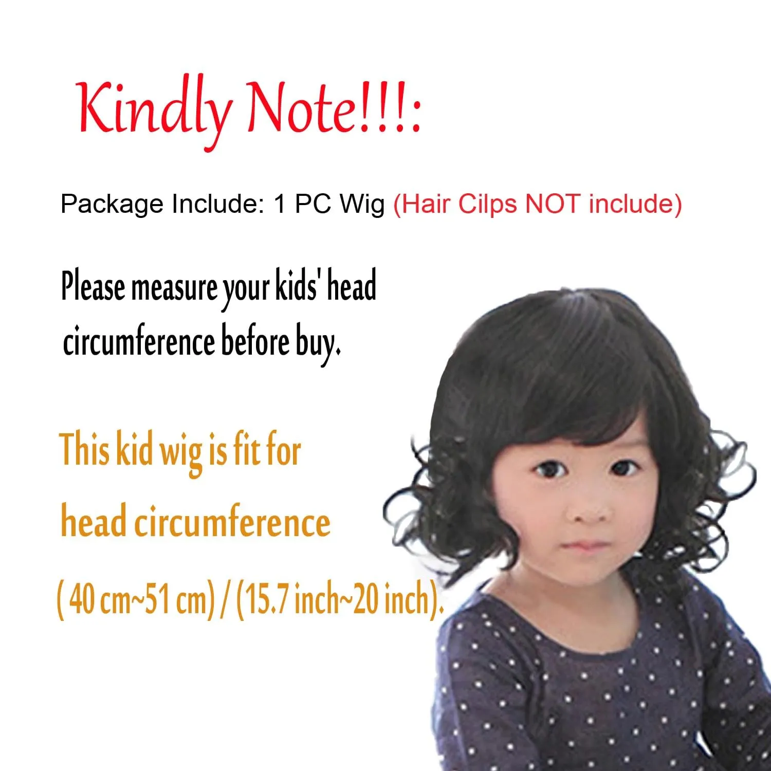 OMORFIEER Black Curly Wigs for Kids Child Bangs Heat Friendly Cosplay Wig