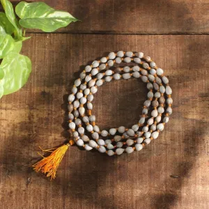Original Vaijanti Mala White Bead Mala/Necklace,Handmade Religious Japa/Meditation Mala/Vashikaran Attraction and Devi Siddhi 108 beads with tassel