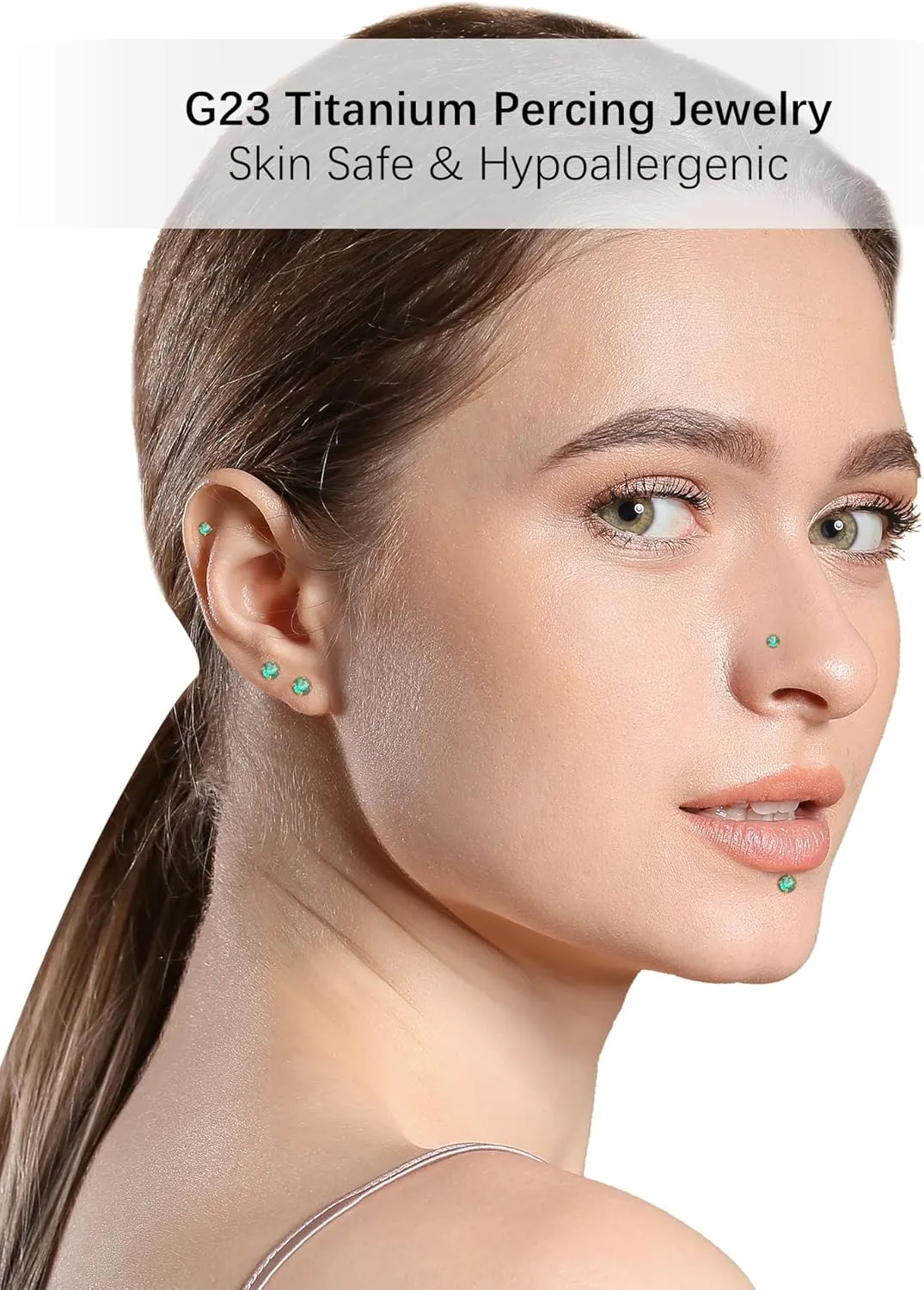 Oveta Titanium Flat Back Studs Earrings for Tragus Cartilage Piercing Jewelry Internally Threaded Nose Rings Studs 18G 16G, Silver/Gold, 2PCS