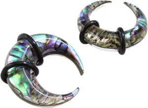 Pair Abalone Shell Pinchers Horseshoes 00g 0g 2g 4g 6g 8g Ear Plugs Tunnels Tapers Gauges Hangers Septum