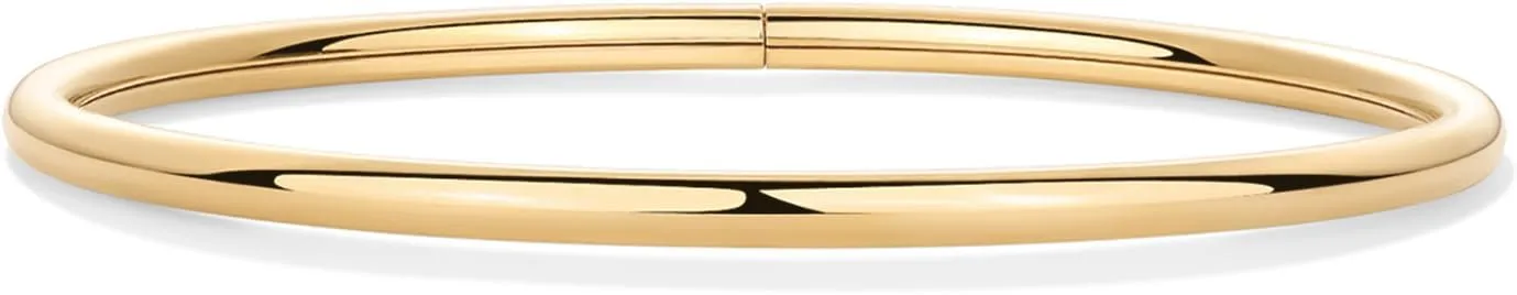 PAVOI 14K Gold Plated Bangle Bracelet for Women | Classic Lightweight Stacking Stainless Steel Bracelet | Single & 2-Pack Bangles