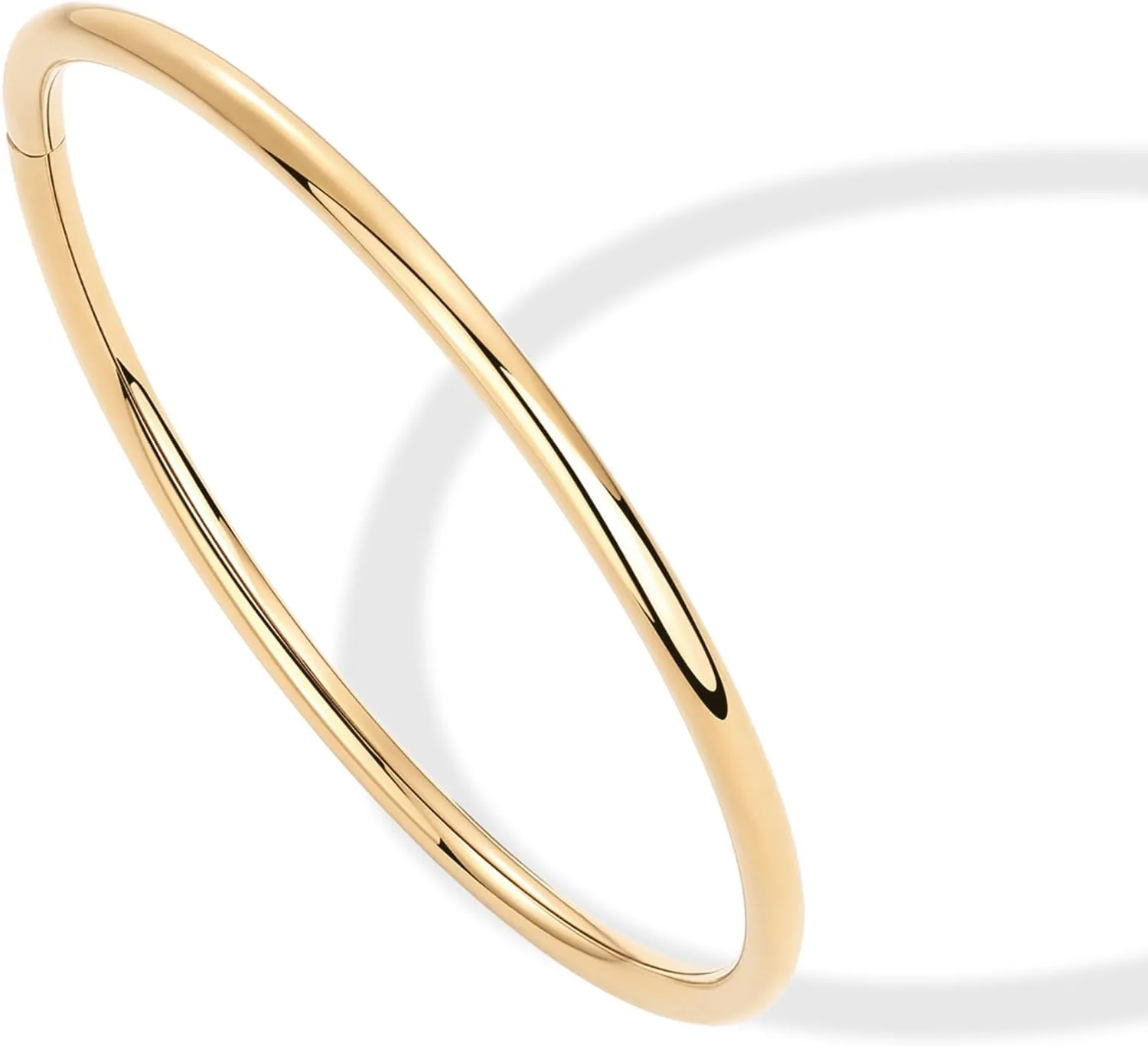PAVOI 14K Gold Plated Bangle Bracelet for Women | Classic Lightweight Stacking Stainless Steel Bracelet | Single & 2-Pack Bangles
