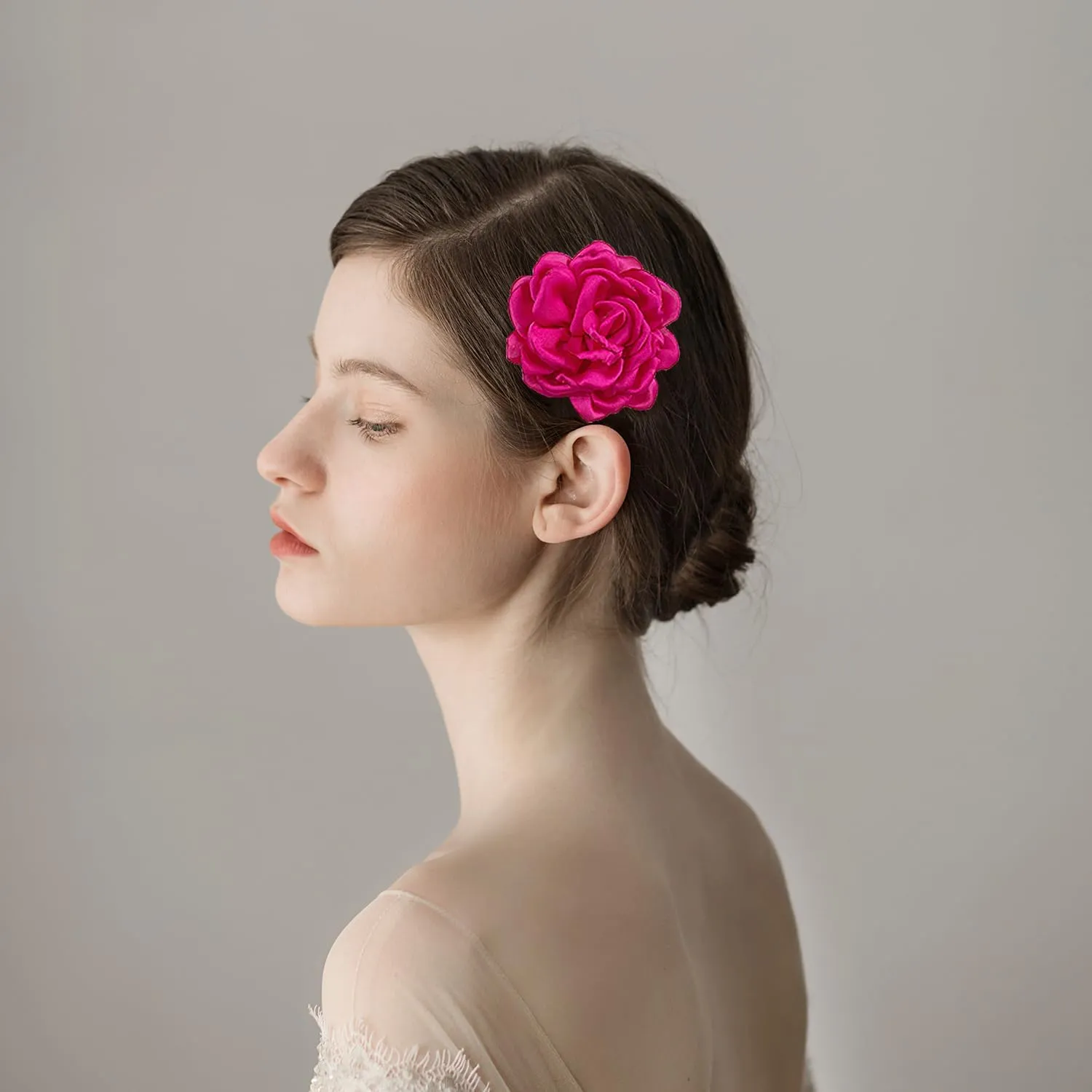 Peony Flower Brooches Pins Chiffon Rose Flower Brooch Classic for Wedding Party Dance Banquet for Women Lapel Pins Dress Suit Clothes Accessories Jewelry 95mm