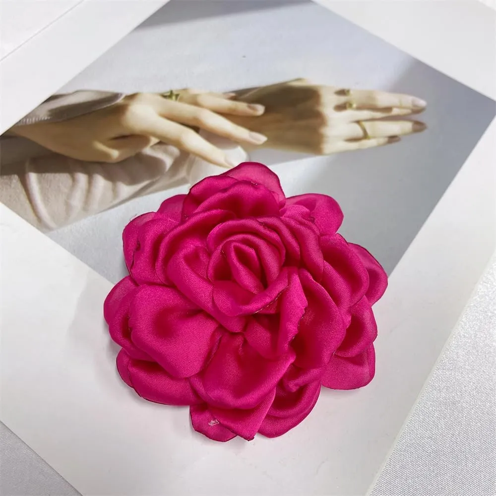 Peony Flower Brooches Pins Chiffon Rose Flower Brooch Classic for Wedding Party Dance Banquet for Women Lapel Pins Dress Suit Clothes Accessories Jewelry 95mm