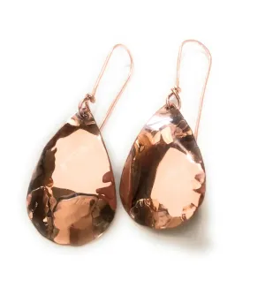 Petite Hammered Shiny Teardrop Copper Earrings in Copper by BANDANA GIRL