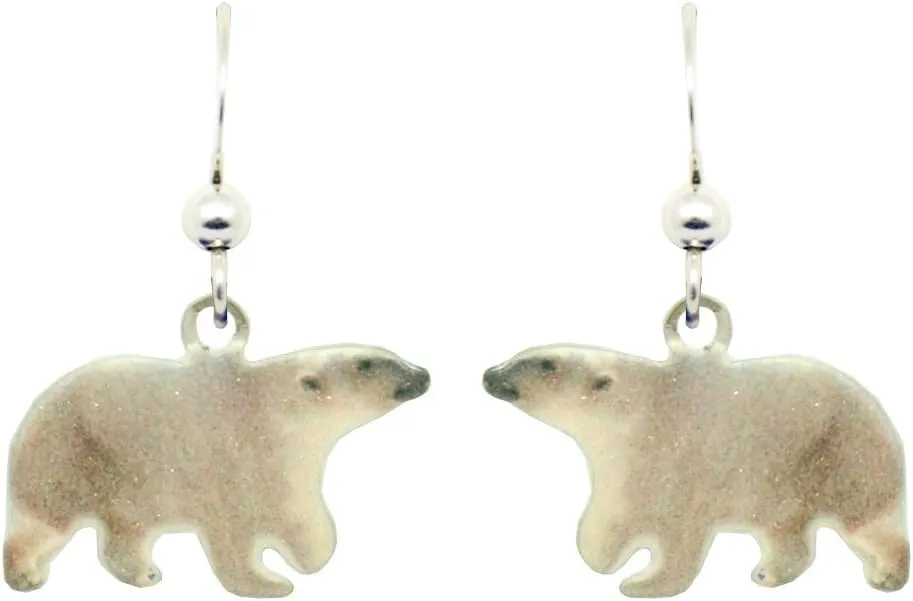 Polar Bear Earrings by d'ears Non-Tarnish Sterling Silver French Hook Ear Wire