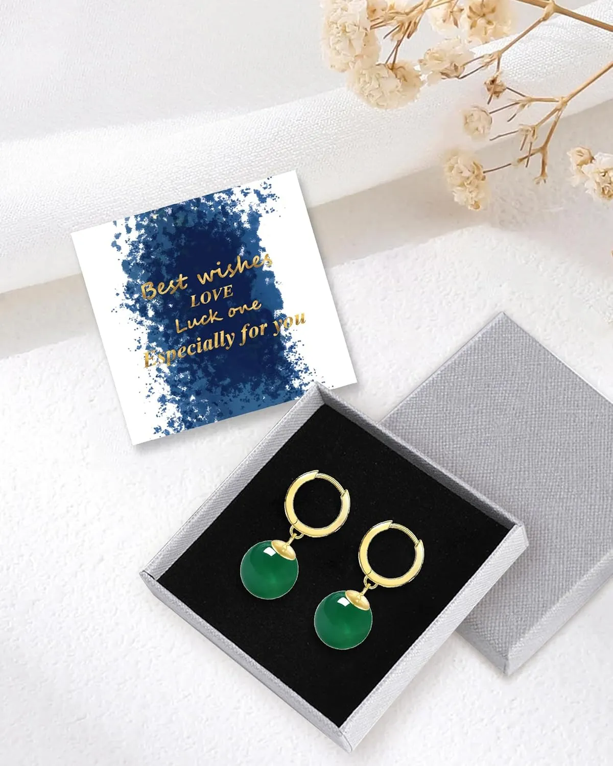 Potara Ball Anime Dragon Earrings Goku Z Black Nickel Free Clip On Nature Crystal Hoop Hypoallergenic for Men Women (Green long)