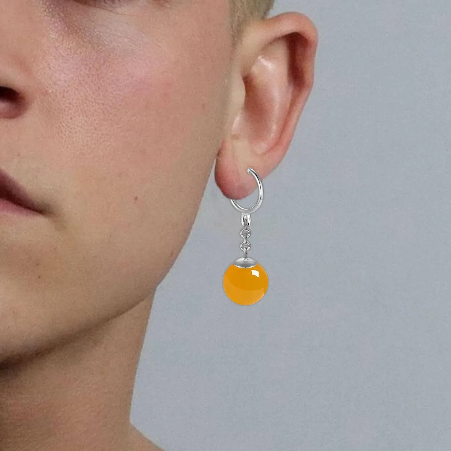 Potara Ball Anime Dragon Earrings Goku Z Black Nickel Free Clip On Nature Crystal Hoop Hypoallergenic for Men Women (Green long)