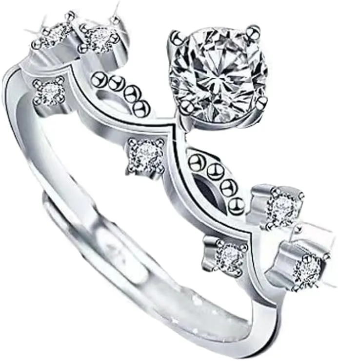 Promise Ring for Couples Wedding Band Matching Rings Princess and Knight Him and Her Sterling Silver Adjustable Engagement Couple Jewelry