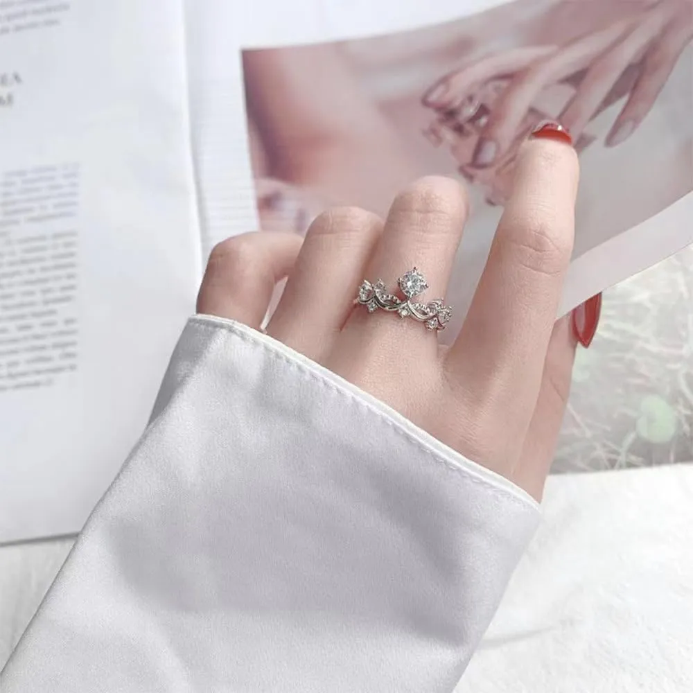 Promise Ring for Couples Wedding Band Matching Rings Princess and Knight Him and Her Sterling Silver Adjustable Engagement Couple Jewelry