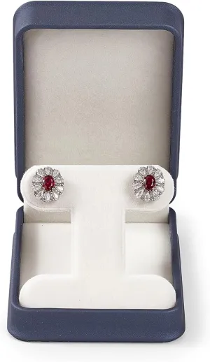 PU Leather Earrings Box Velvet Interior T-style Stud Earrings Gift Box(Blue)
