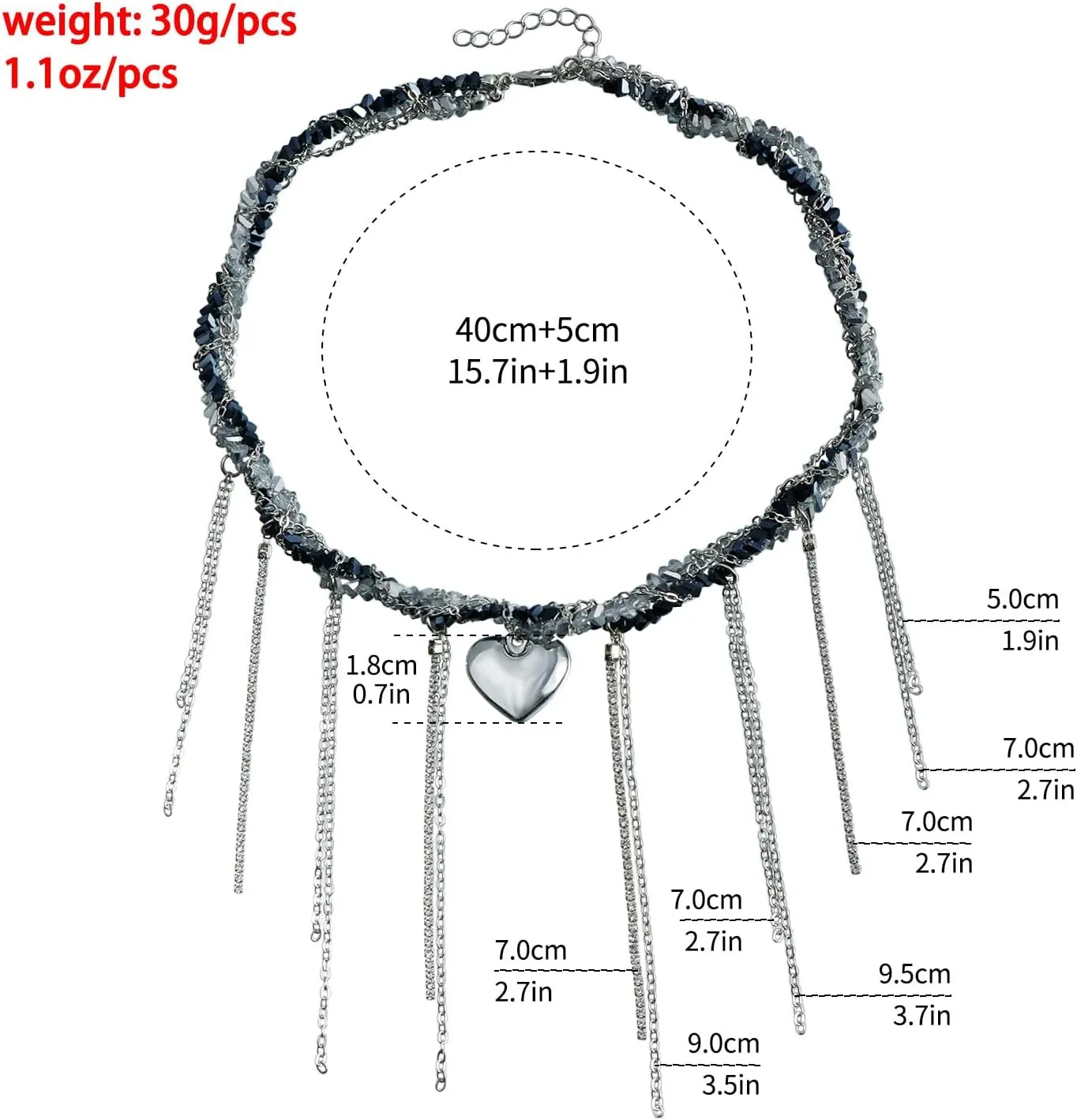 Punk Choker Necklace for Women Silver Star Chain Choker Heart Y2K Grunge Necklaces Goth Rivet Layered Choker Rhinestone Jewelry Gifts