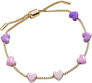 Purple Heart Beaded Bracelet for Women Cute Dainty Gradient Color Love Hearts Charm Adjustable Box Chain Fashion Beads Bracelets Friendship BFF Birthday Jewelry for Daughter Sister