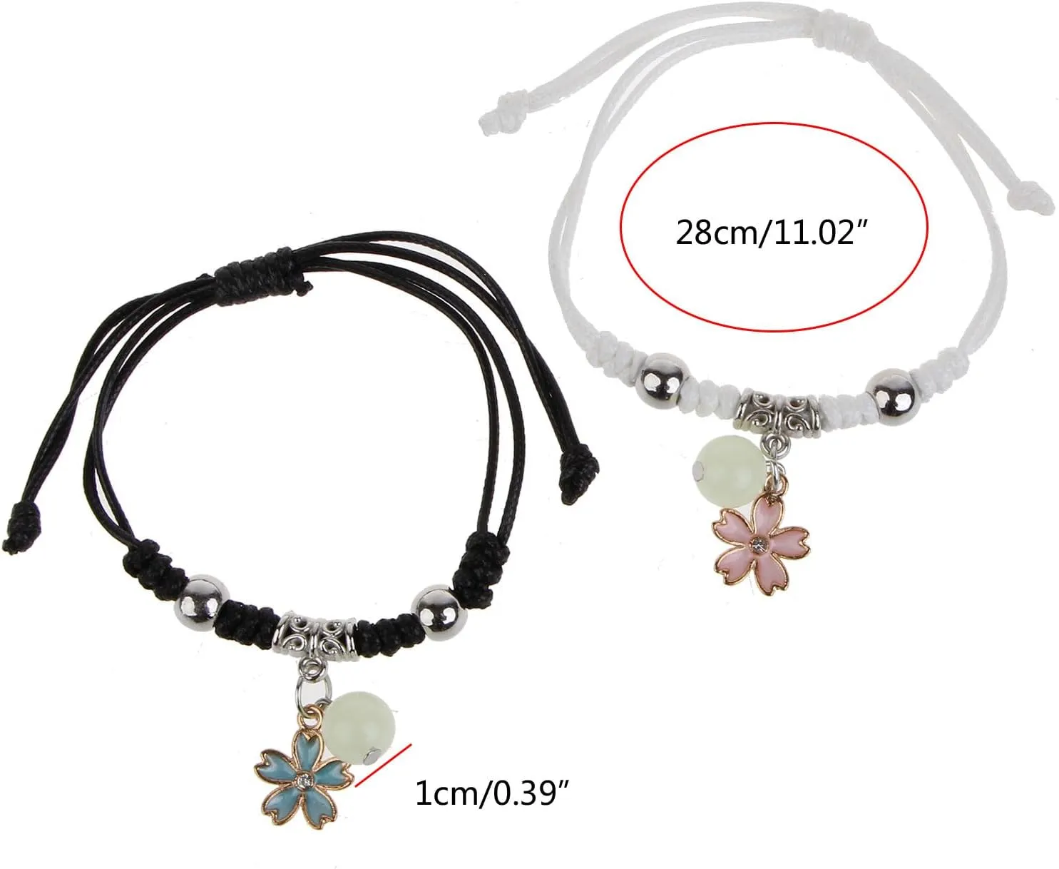 REDYY 2 Pieces Luminous Bead Charm Braided Rope Bangles Couple Promise Bracelets Friendship Matching Bracelet Jewelry for Lover Bracelet