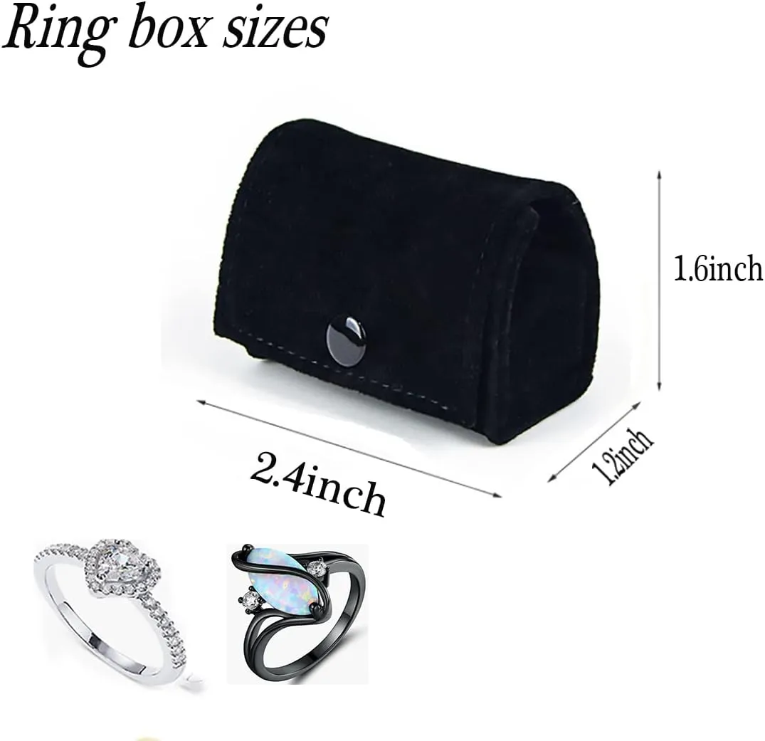 Ring Box, Jewelry Ring Gift Box Vintage Ring Display Holder Case for Wedding Ceremony Proposal Engagement (Black)