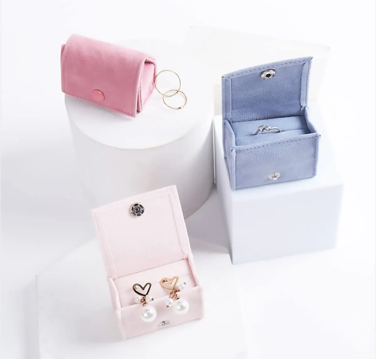 Ring Box, Jewelry Ring Gift Box Vintage Ring Display Holder Case for Wedding Ceremony Proposal Engagement (Blue)
