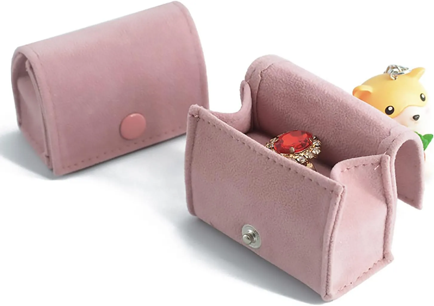 Ring Box, Jewelry Ring Gift Box Vintage Ring Display Holder Case for Wedding Ceremony Proposal Engagement (Pink)
