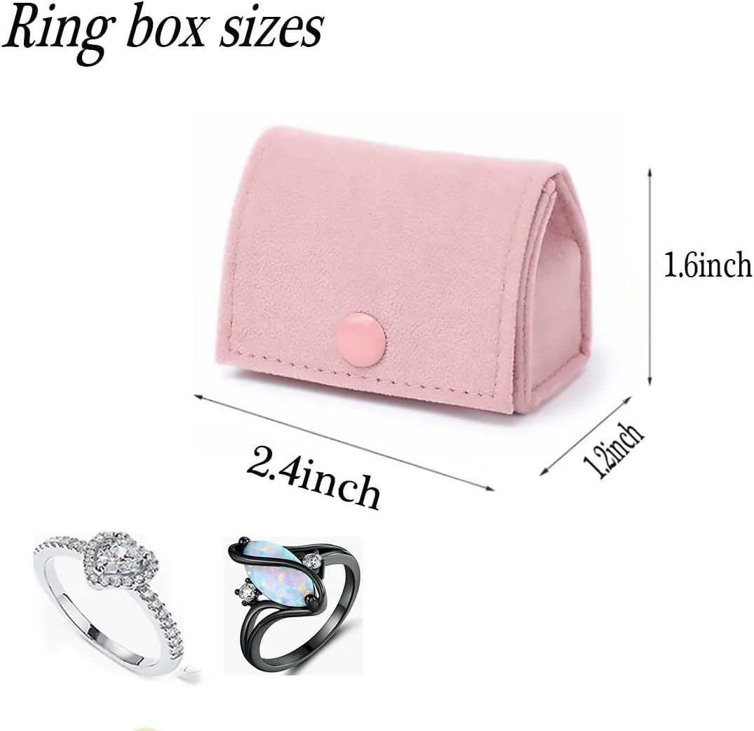 Ring Box, Jewelry Ring Gift Box Vintage Ring Display Holder Case for Wedding Ceremony Proposal Engagement (Pink)
