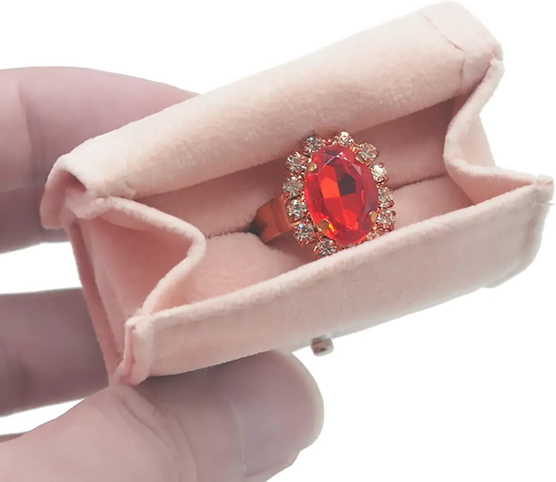 Ring Box, Jewelry Ring Gift Box Vintage Ring Display Holder Case for Wedding Ceremony Proposal Engagement (Plum pink)