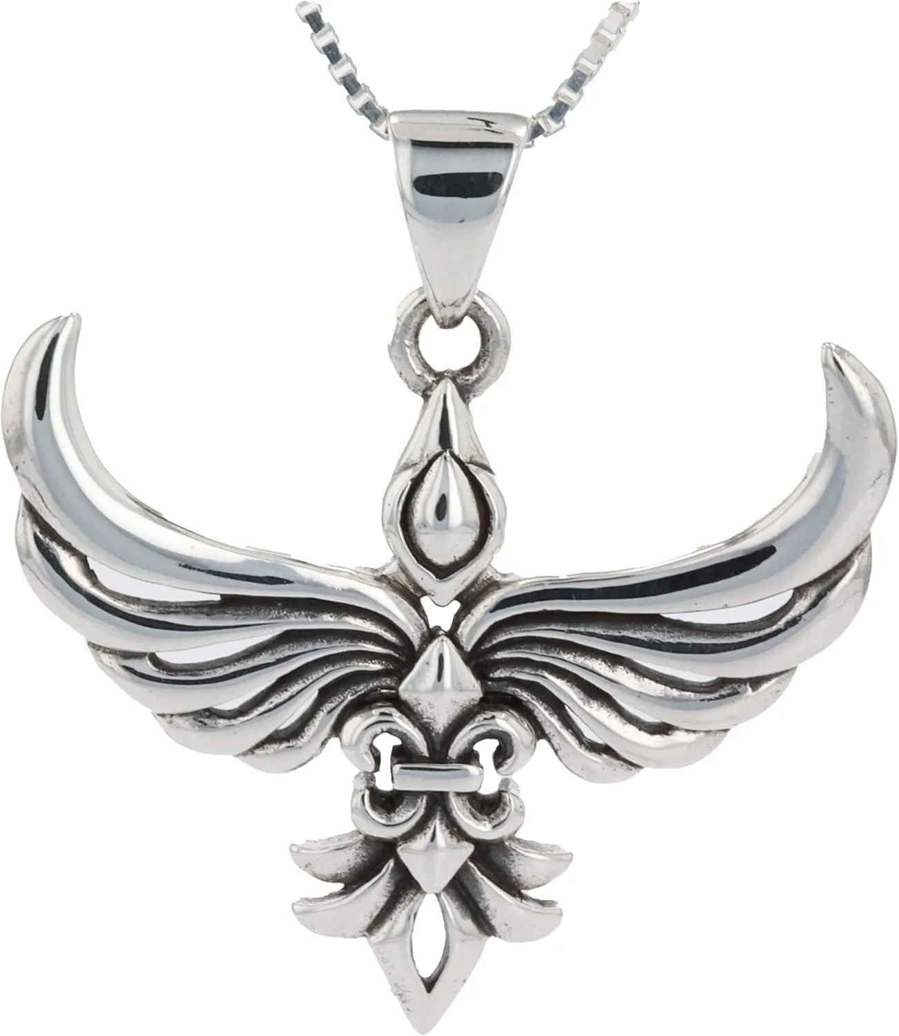 Rising Phoenix Modern Style Sterling Silver Pendant Necklace