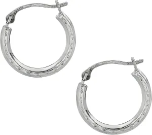 Ritastephens 10K Gold Shiny Diamond-cut Small Round Hoop Earrings (Yellow or White)