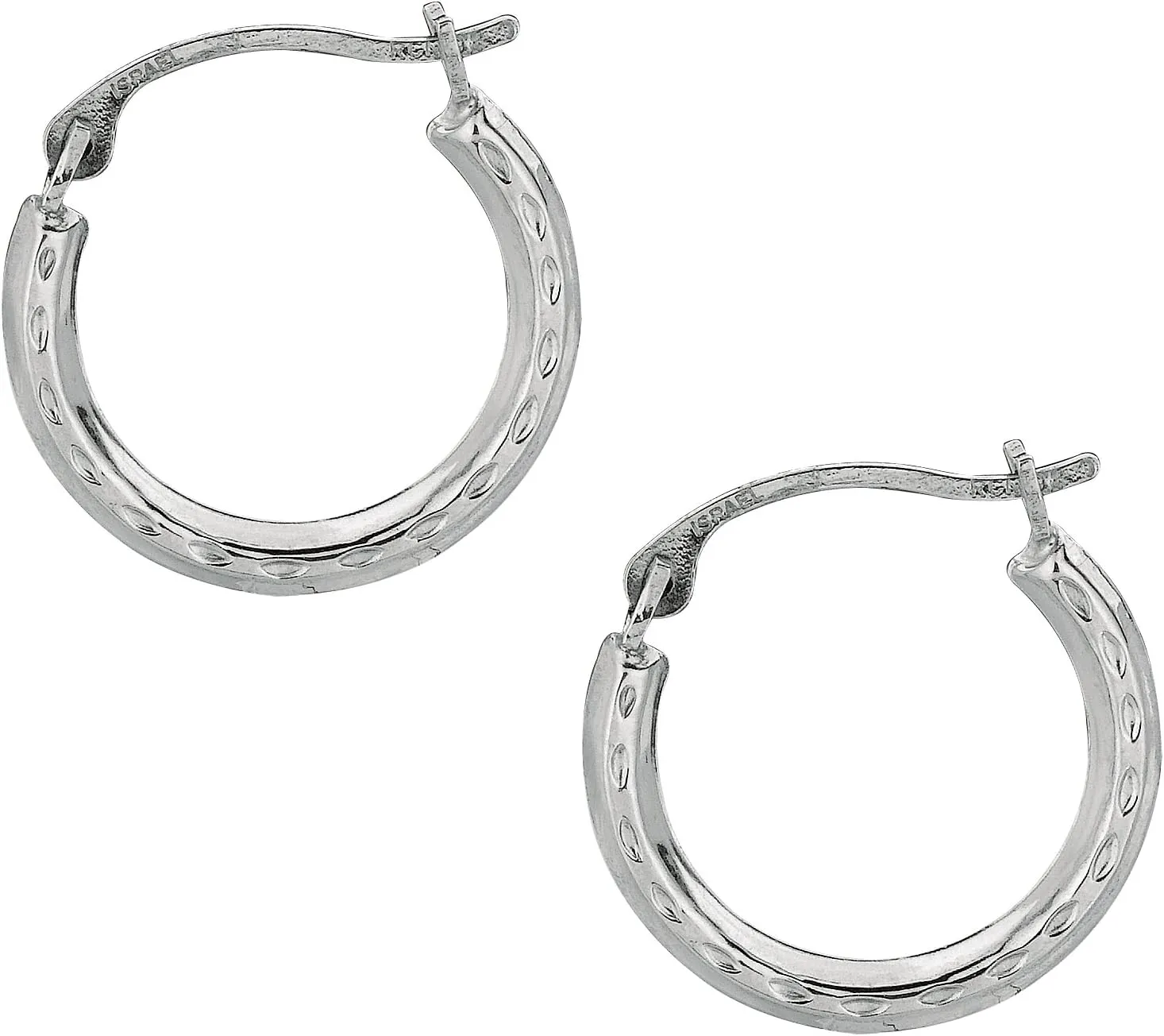 Ritastephens 10K Gold Shiny Diamond-cut Small Round Hoop Earrings (Yellow or White)