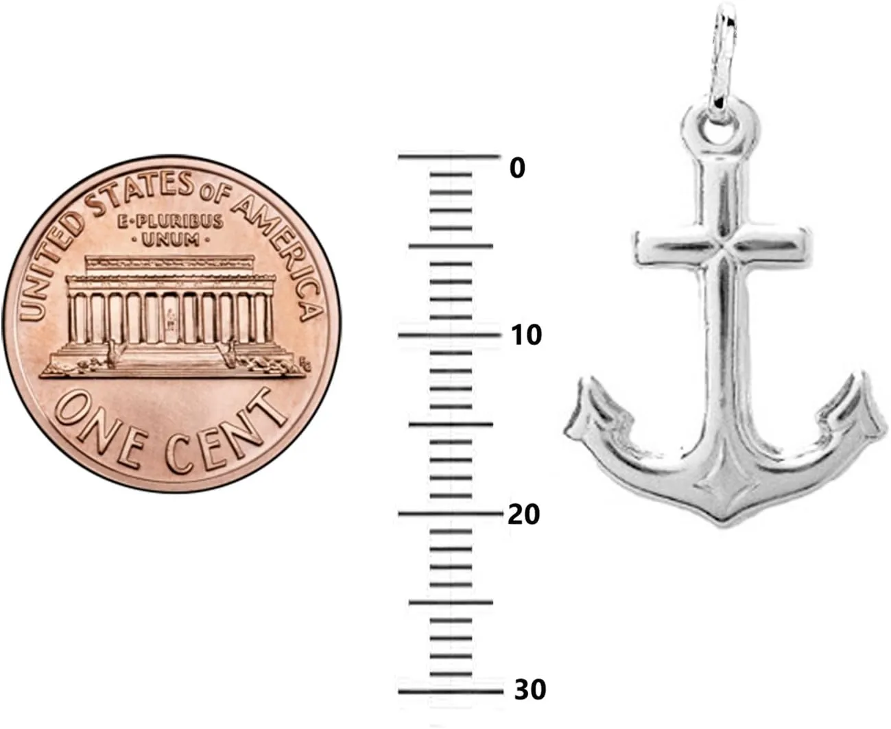 Ritastephens Sterling Silver Shiny Mariner Cross Anchor Charm Pendant Necklace (18, 20, 24 Inches)