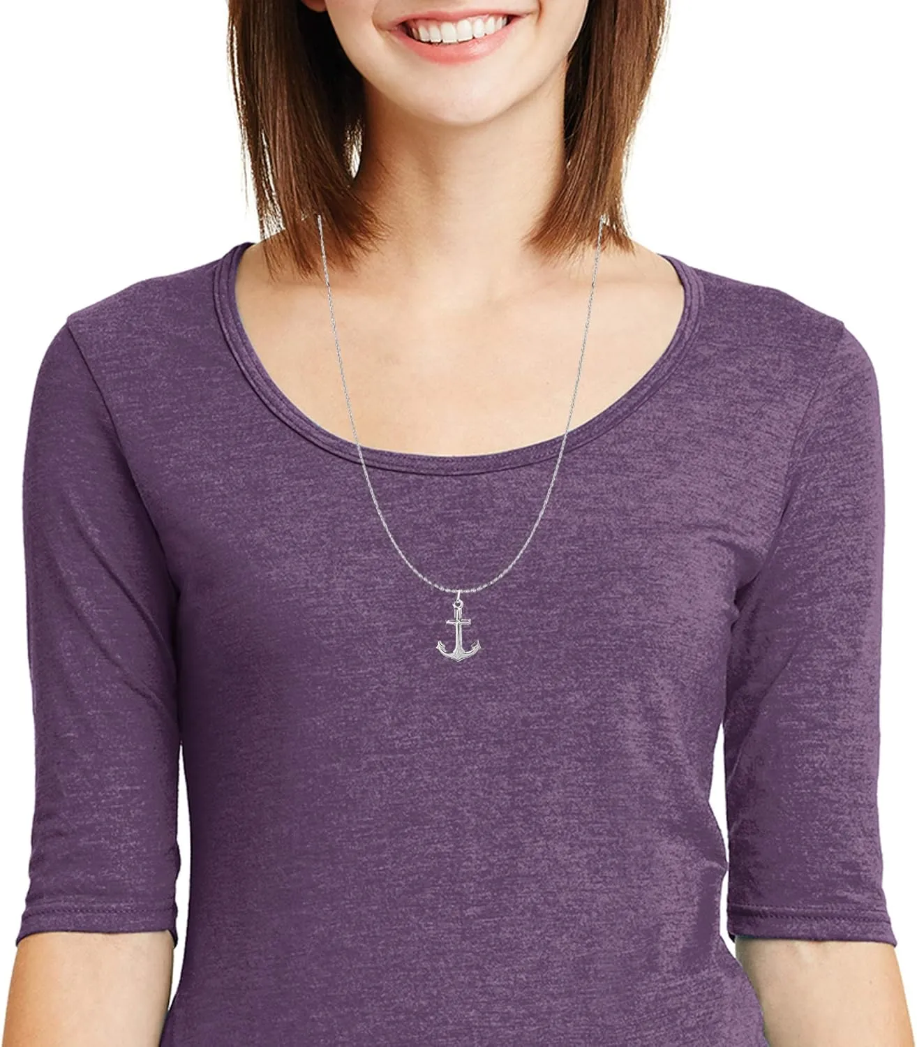 Ritastephens Sterling Silver Shiny Mariner Cross Anchor Charm Pendant Necklace (18, 20, 24 Inches)
