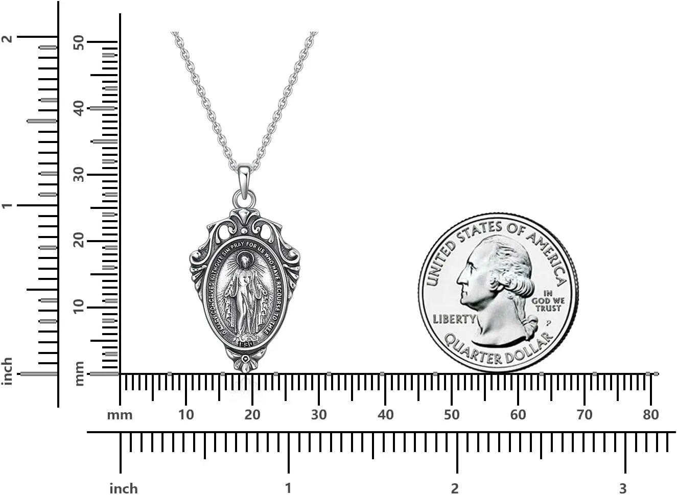 Rnivida 925 Sterling Silver Miraculous Medal Pendant Necklace for Women,Catholic Virgin Mary Jewelry Gifts for Her