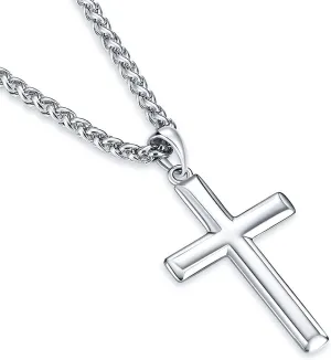 Rnivida Cross Necklace for Men, 925 Sterling Silver Cross Pendant Necklace with Stainless Steel Chain for Everyday