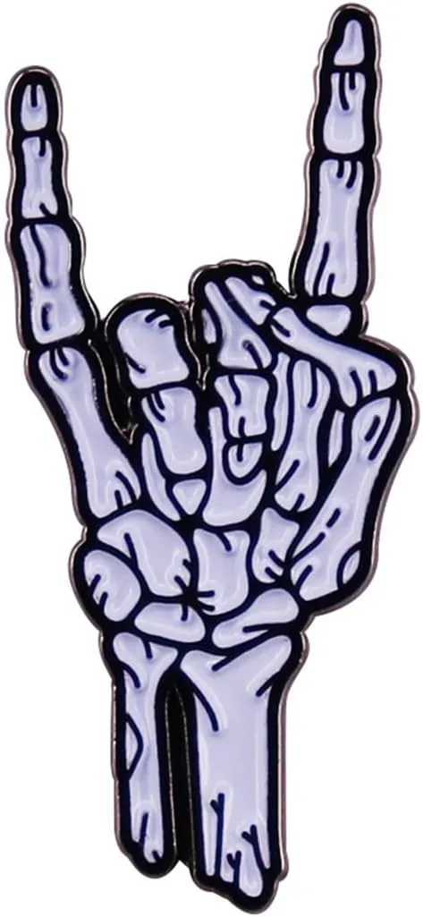 Rock Skull Enamel Pin Skull's Hand Brooch Lapel Pin Metal Enamel Horror Brooch Pin Halloween Accessory for Backpack Clothes Hat Decoration Badges for Women Men Girls Kids Gift Halloween
