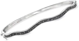 Ross-Simons 0.10 ct. t.w. Black Diamond Wavy Bangle Bracelet in Sterling Silver