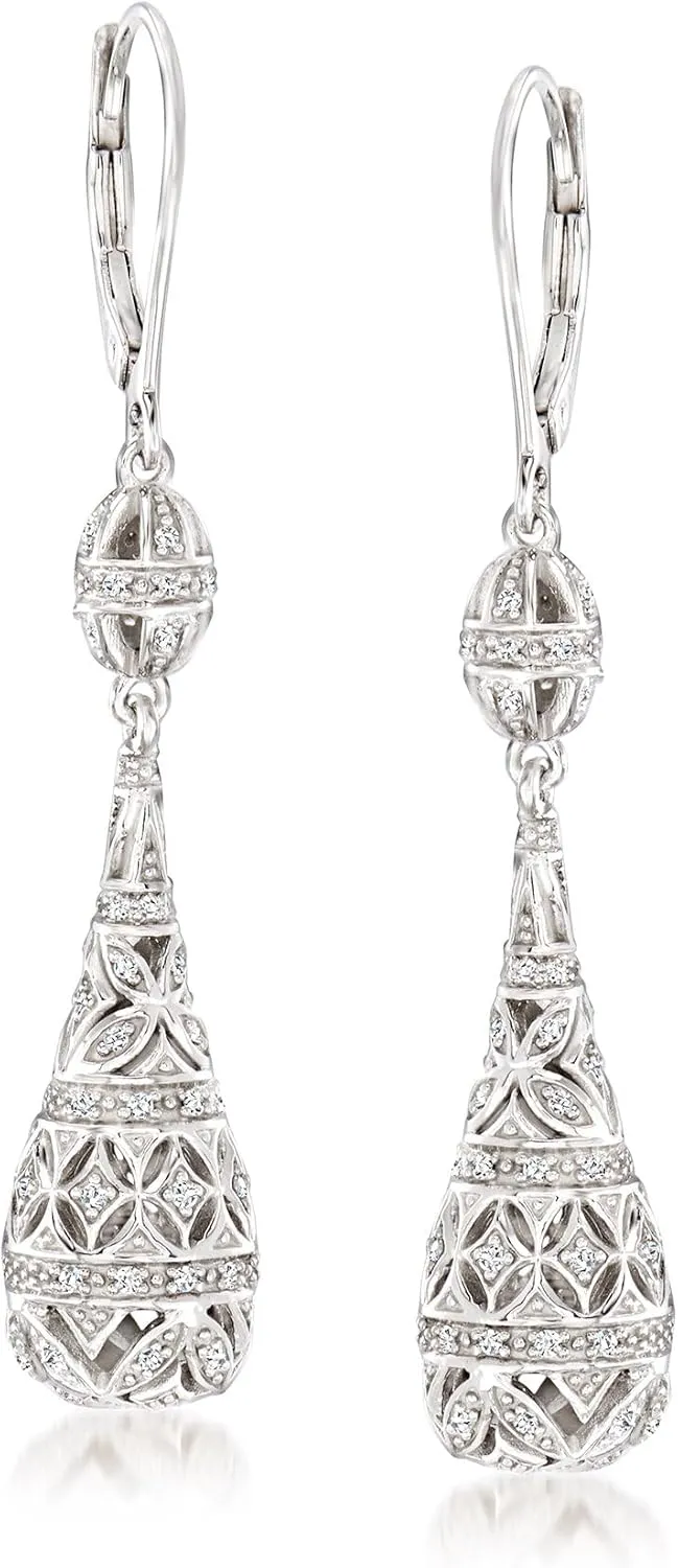 Ross-Simons 0.20 ct. t.w. Diamond Teardrop Earrings in Sterling Silver