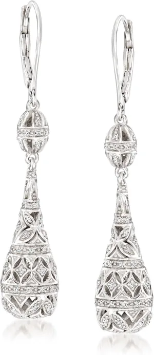 Ross-Simons 0.20 ct. t.w. Diamond Teardrop Earrings in Sterling Silver