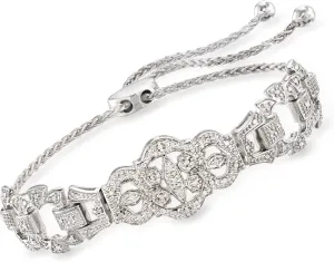 Ross-Simons 0.25 ct. t.w. Diamond Openwork Bolo Bracelet in Sterling Silver
