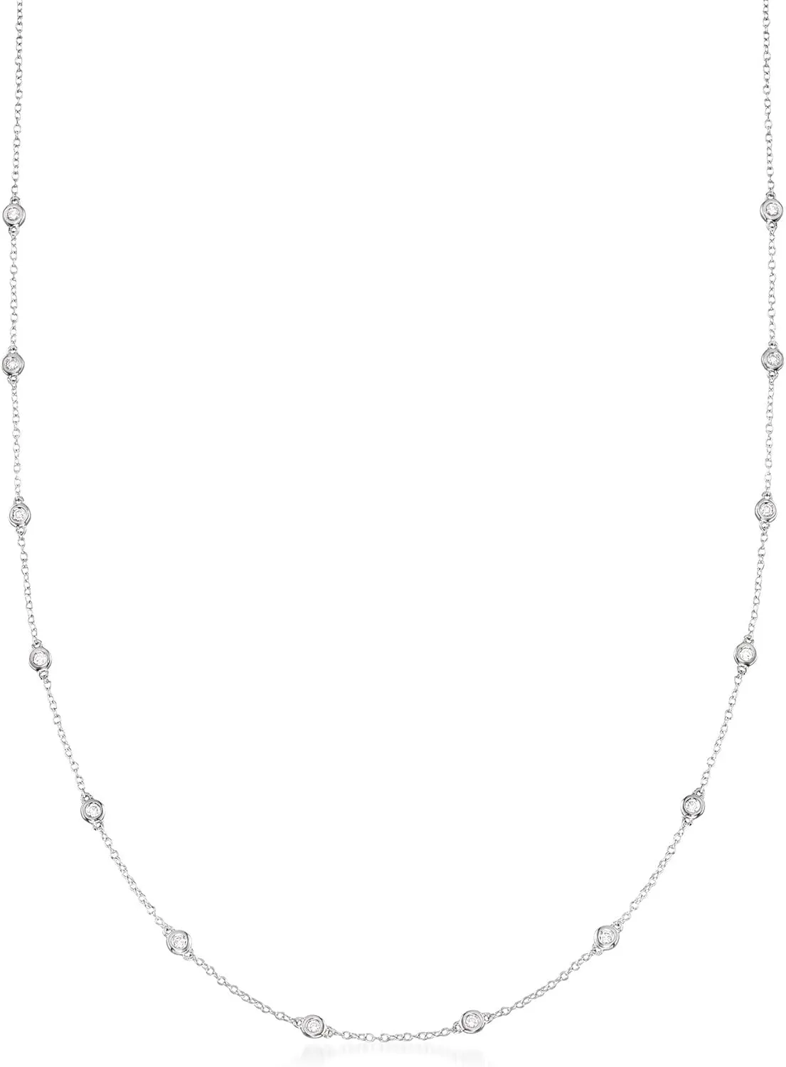 Ross-Simons 14kt Gold Bezel-Set Diamond Station Necklace