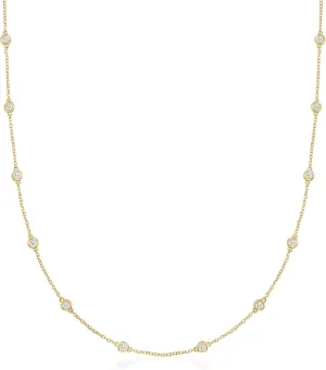 Ross-Simons 14kt Gold Bezel-Set Diamond Station Necklace