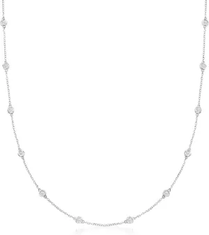Ross-Simons 14kt Gold Bezel-Set Diamond Station Necklace