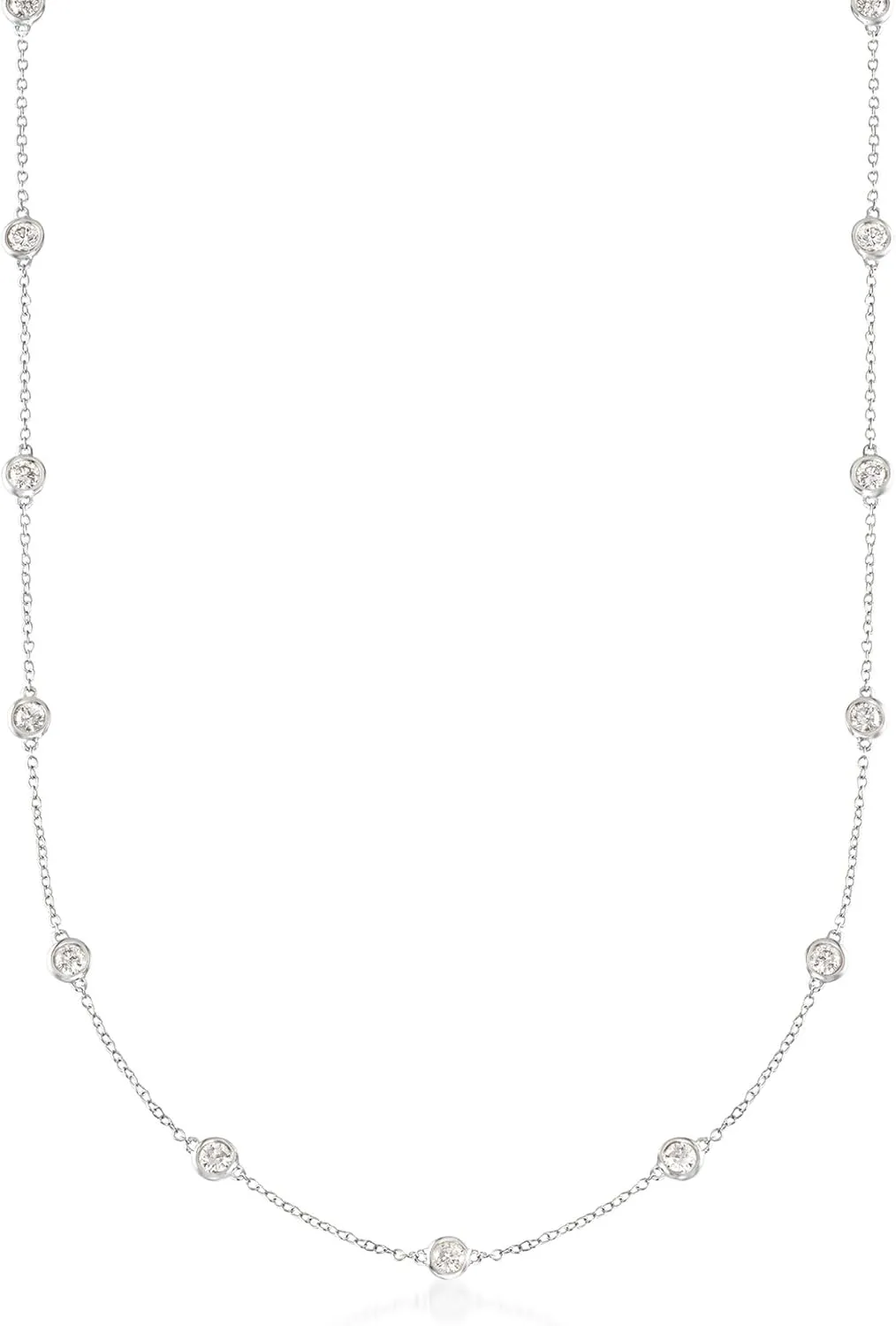 Ross-Simons 14kt Gold Bezel-Set Diamond Station Necklace