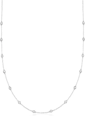 Ross-Simons 14kt Gold Bezel-Set Diamond Station Necklace