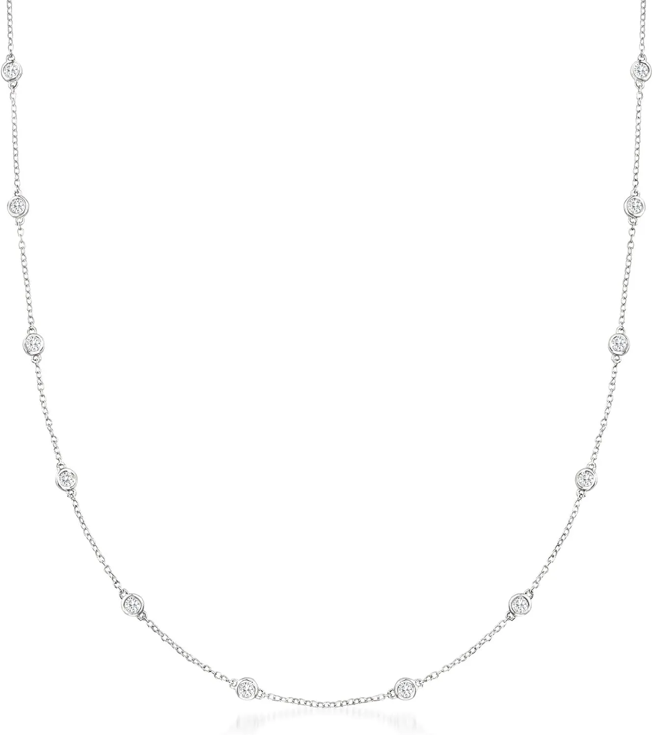 Ross-Simons 14kt Gold Bezel-Set Diamond Station Necklace