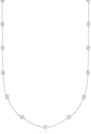 Ross-Simons 14kt Gold Bezel-Set Diamond Station Necklace