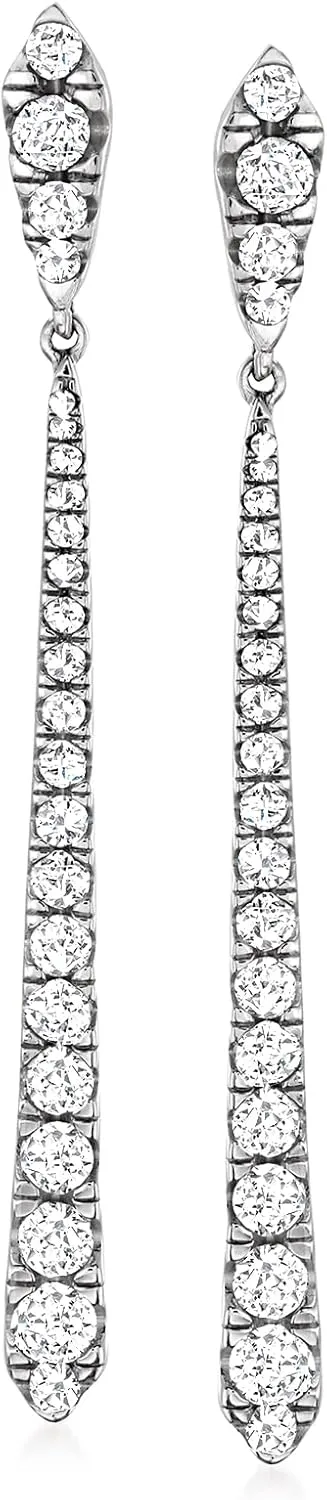 Ross-Simons 1.50 ct. t.w. Diamond Linear Earrings in Sterling Silver