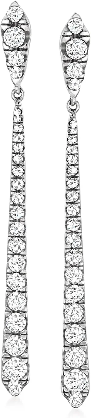 Ross-Simons 1.50 ct. t.w. Diamond Linear Earrings in Sterling Silver