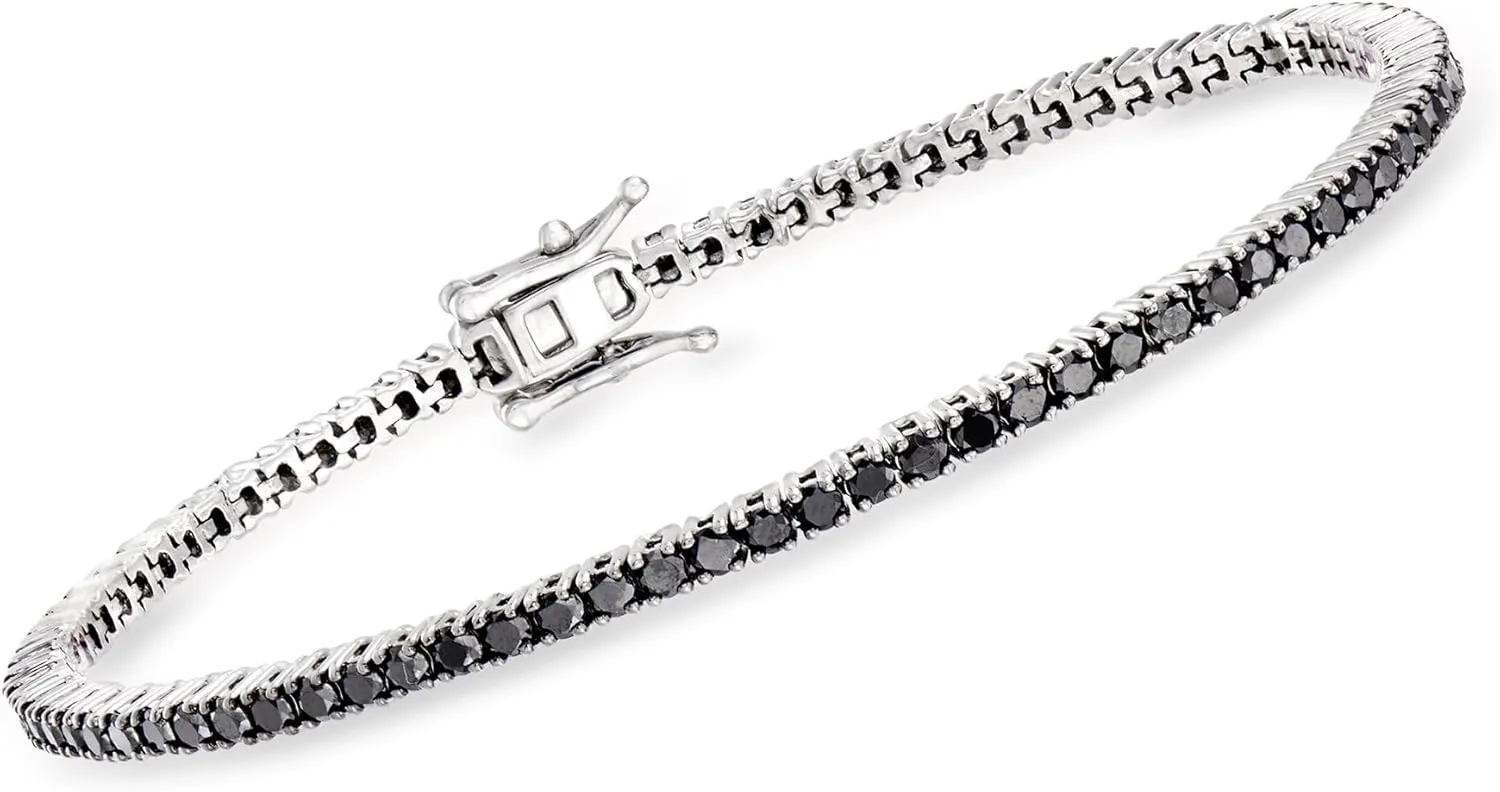 Ross-Simons 3.00 ct. t.w. Black Diamond Tennis Bracelet in Sterling Silver