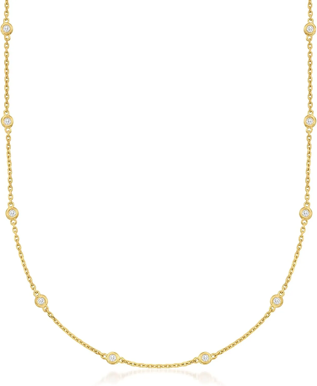 Ross-Simons Bezel-Set Diamond Station Necklace in Sterling Silver
